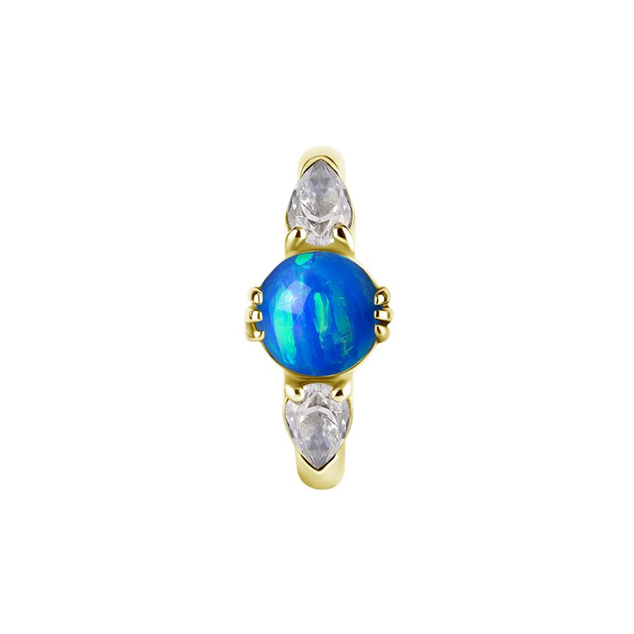 18k gold plated CoCr belly clicker ring w. opal and zirconia